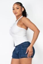 Halter ribbon open-back crop top - Image 8