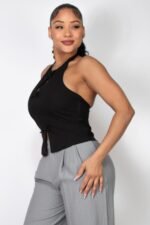 Halter ribbon open-back crop top - Image 13
