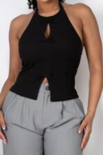 Halter ribbon open-back crop top - Image 14
