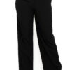 High-rise wide elastic contrast waist pants