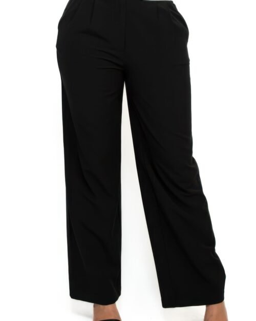 High-rise wide elastic contrast waist pants