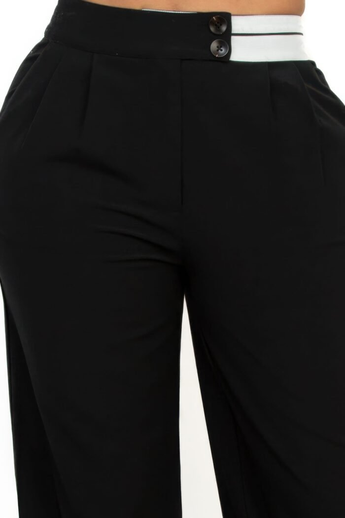 High-rise wide elastic contrast waist pants - image 4