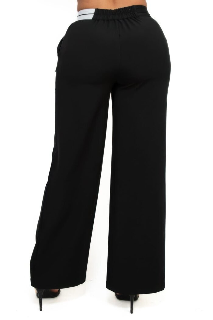 High-rise wide elastic contrast waist pants - image 5