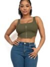 Zip-Up Square Neck Crop Top – Fitted Corset Style