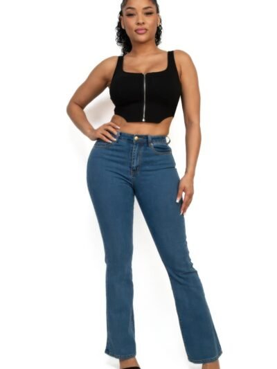 Zip-Up Square Neck Crop Top – Fitted Corset Style Zip-Up Square Neck Crop Top – Fitted Corset Style