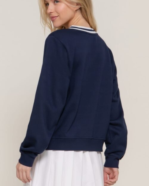 long slv v-neck embroidered sweatshirt