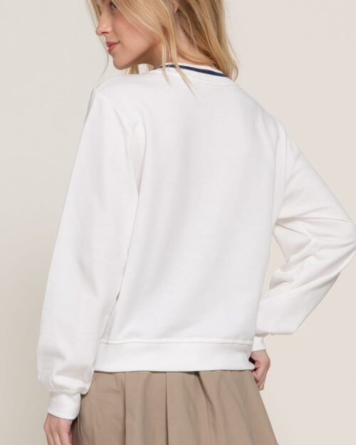 long slv v-neck embroidered sweatshirt