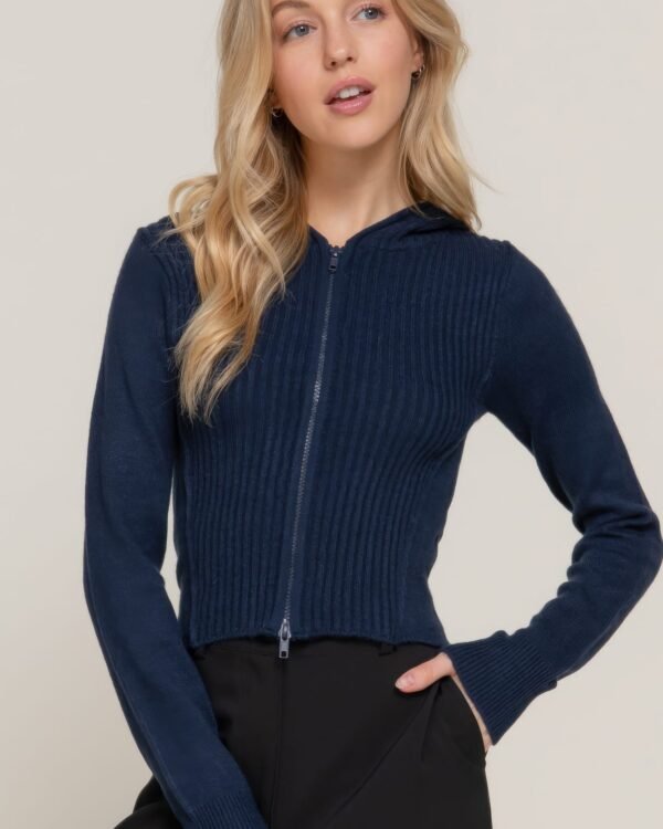 2-way zip closure sweater hoodie cardigan