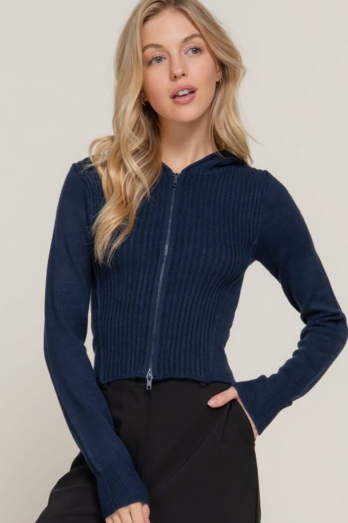 2-way zip closure sweater hoodie cardigan - image 1