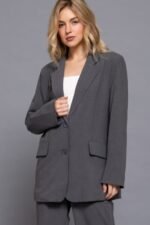 Tailored Long Sleeve Blazer with Notched Collar