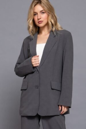 Tailored Long Sleeve Blazer with Notched Collar