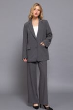 Tailored Long Sleeve Blazer with Notched Collar
