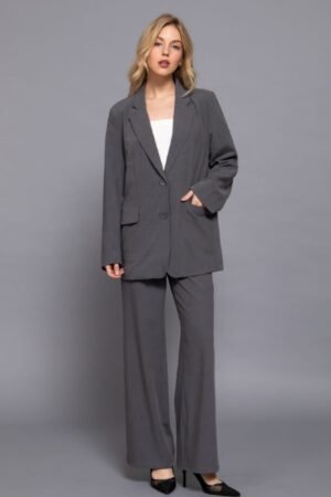 Tailored Long Sleeve Blazer with Notched Collar