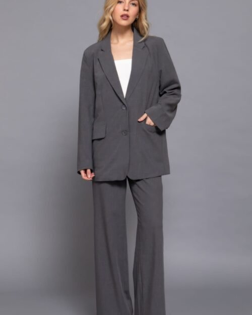 tailored long sleeve blazer with notched collar
