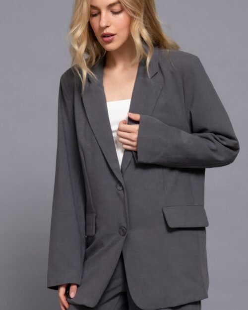 tailored long sleeve blazer with notched collar