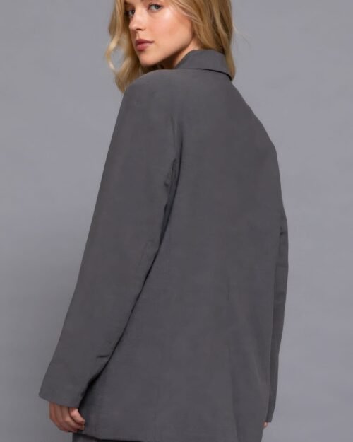 long slv front button closure blazer