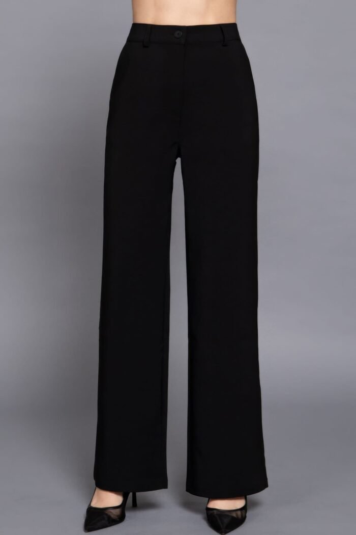 Back elastic straight woven long pants - image 13