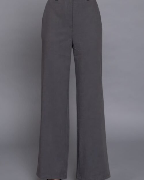 back elastic straight woven long pants