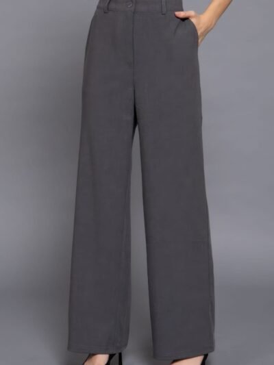 Back elastic straight woven long pants Back elastic straight woven long pants