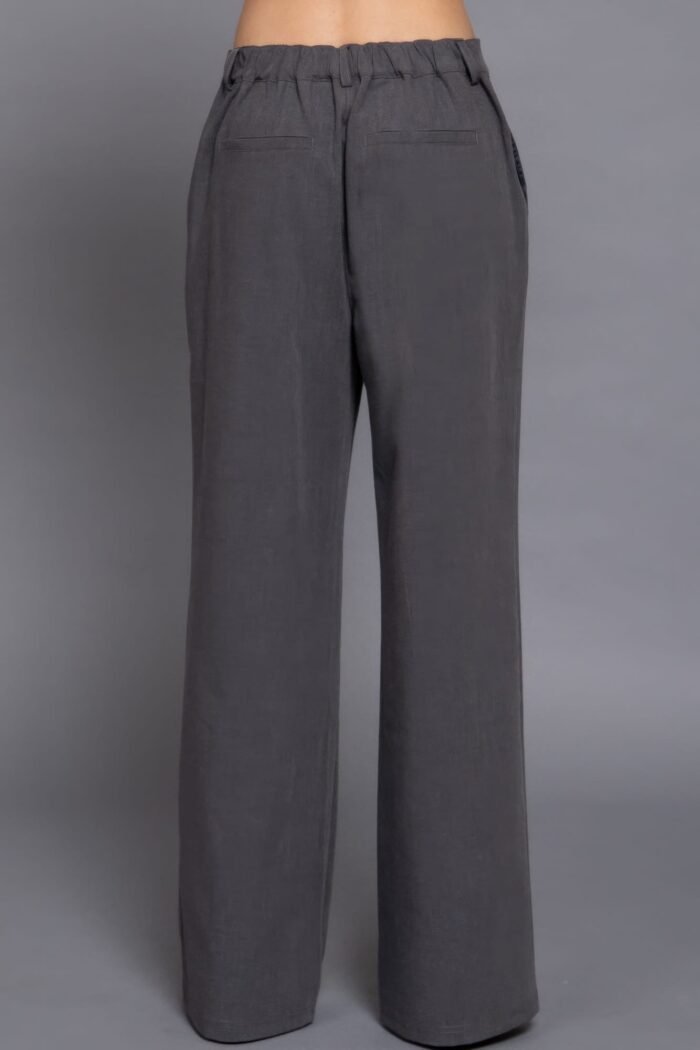 Back elastic straight woven long pants - image 12