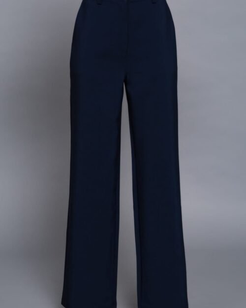 back elastic straight woven long pants
