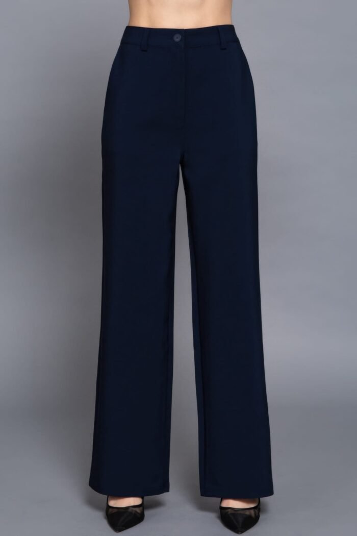 Back elastic straight woven long pants - image 5