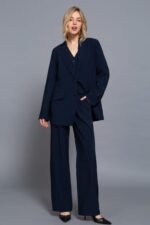 Back elastic straight woven long pants - Image 6