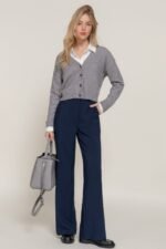 Back elastic straight woven long pants - Image 7