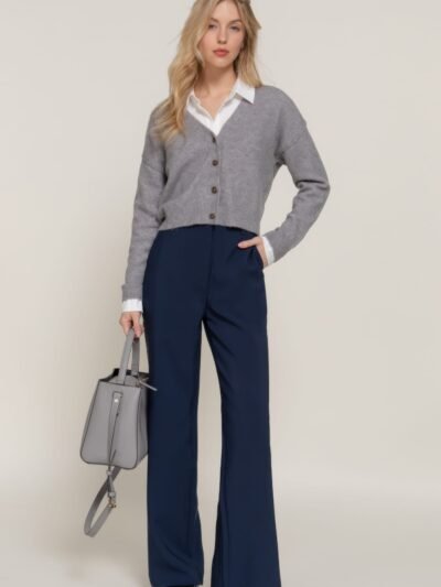 Back elastic straight woven long pants Back elastic straight woven long pants