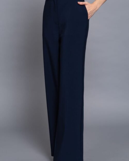 back elastic straight woven long pants