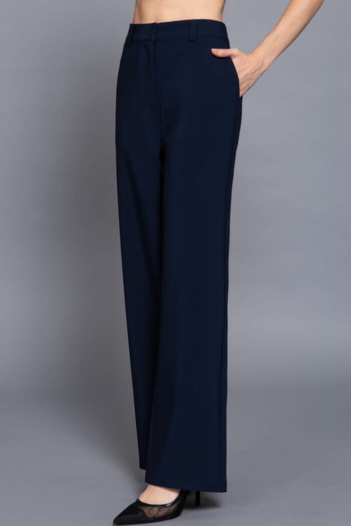Back elastic straight woven long pants - image 8