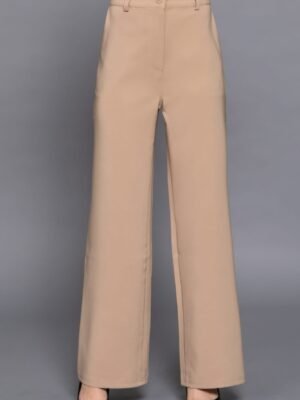 Back elastic straight woven long pants