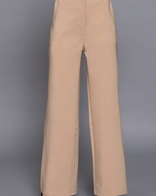 Back elastic straight woven long pants