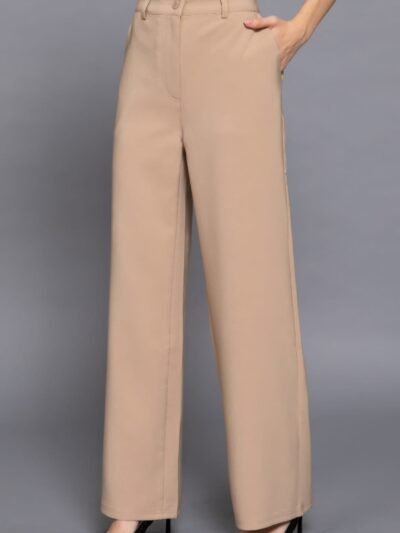 Back elastic straight woven long pants Back elastic straight woven long pants