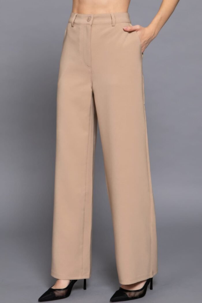 Back elastic straight woven long pants - image 3