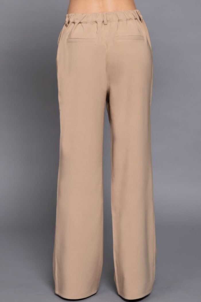 Back elastic straight woven long pants - image 4