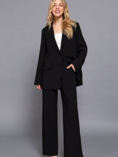 Back elastic straight woven long pants Back elastic straight woven long pants