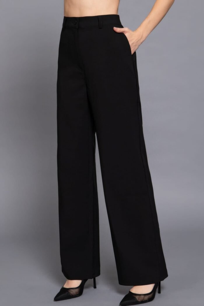 Back elastic straight woven long pants - image 15