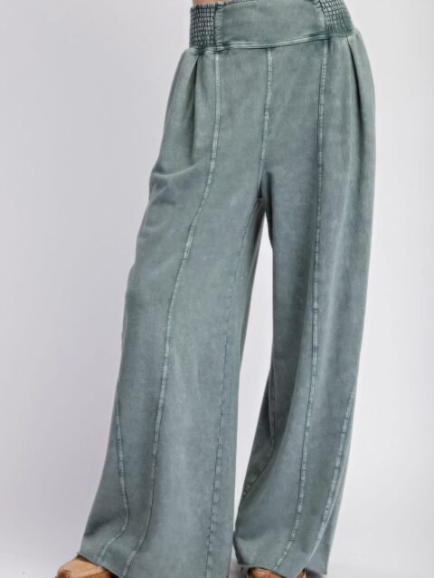Mineral washed terry knit pants