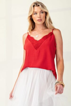 Laced textured poly woven camisole Laced textured poly woven camisole