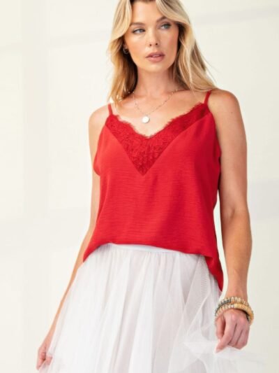 Laced textured poly woven camisole Laced textured poly woven camisole
