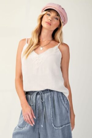 Laced textured poly woven camisole Laced textured poly woven camisole