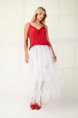 Laced textured poly woven camisole Laced textured poly woven camisole