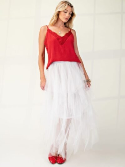 Laced textured poly woven camisole Laced textured poly woven camisole