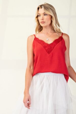 Laced textured poly woven camisole Laced textured poly woven camisole