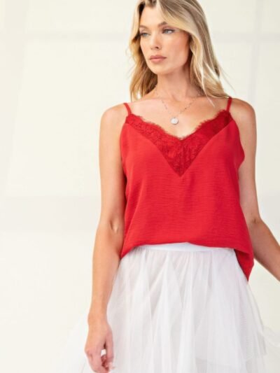 Laced textured poly woven camisole Laced textured poly woven camisole