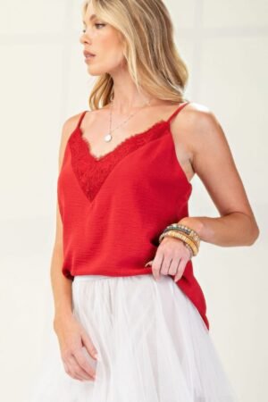 Laced textured poly woven camisole Laced textured poly woven camisole