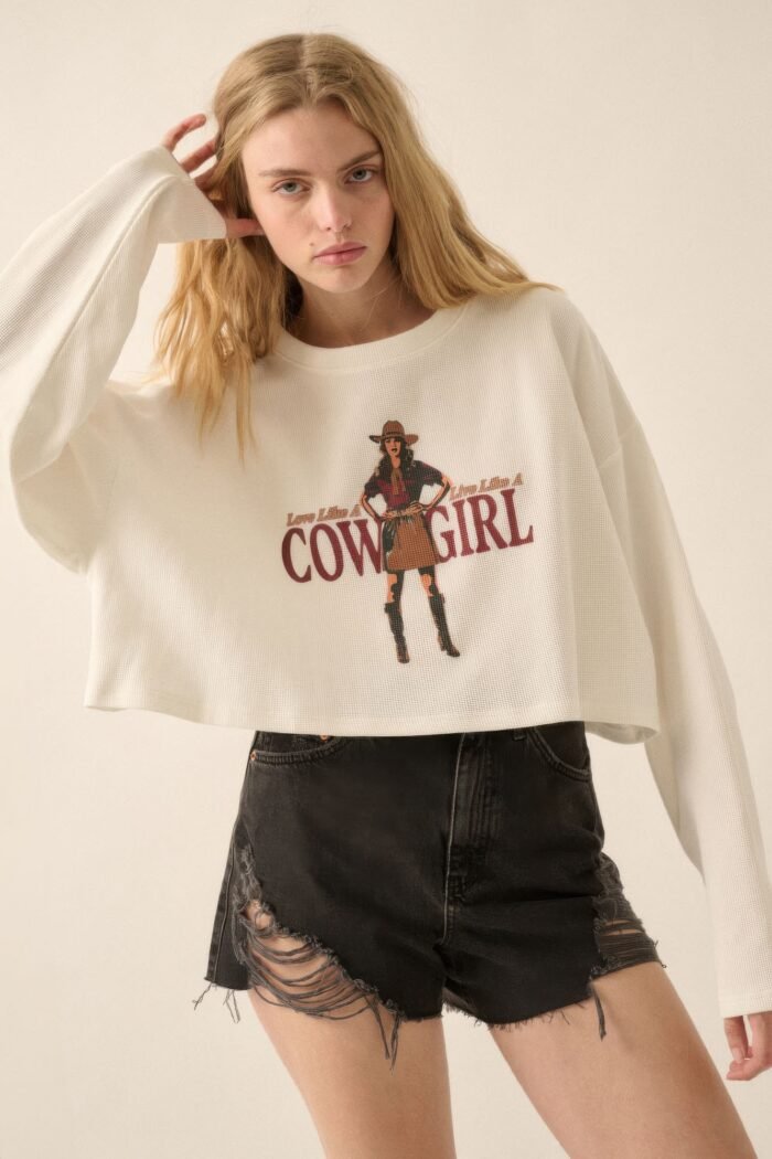 Love like a cowgirl thermal graphic sweatshirt - image 1