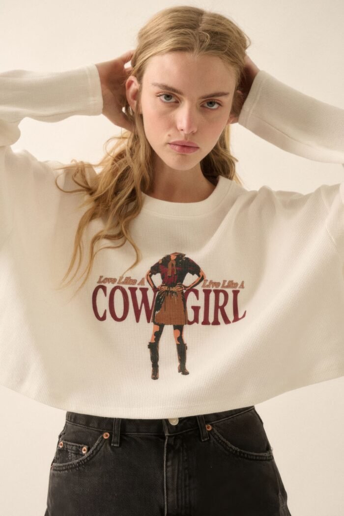Love like a cowgirl thermal graphic sweatshirt - image 3