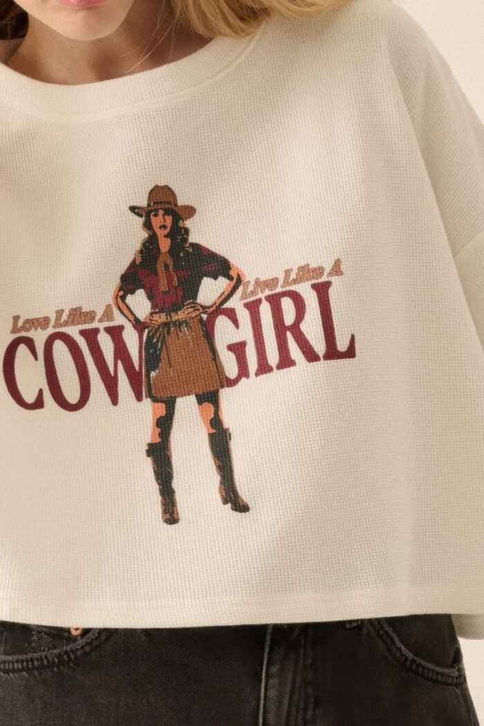 Love like a cowgirl thermal graphic sweatshirt - image 5